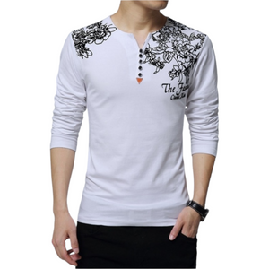 Men's Long Sleeve Top with fashion print, available in 5 colours