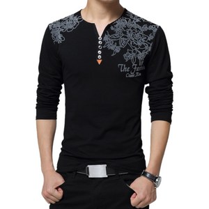 Men's Long Sleeve Top with fashion print, available in 5 colours